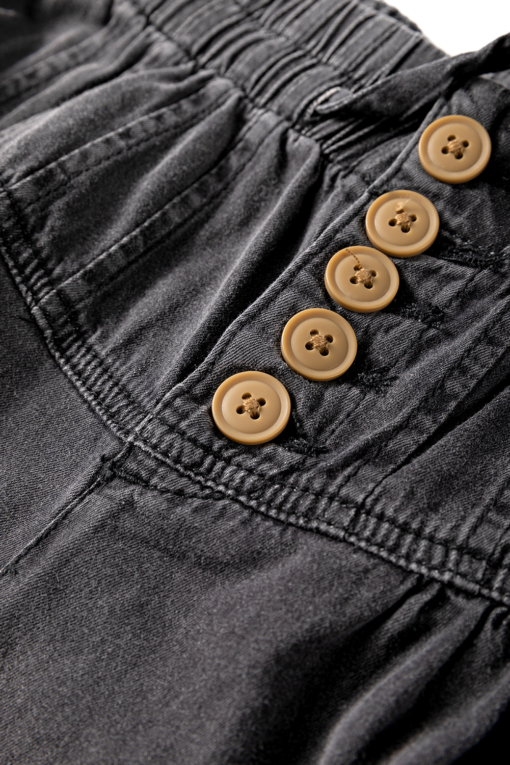 Carbon Grey Mineral Wash Button Fly Waist Wide Leg Jeans - Image 6