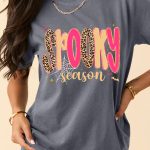 Gray Spooky Season Playful Halloween Graphic T Shirt