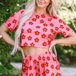 Rose Floral Print Crop Tee and Shorts Lounge Set
