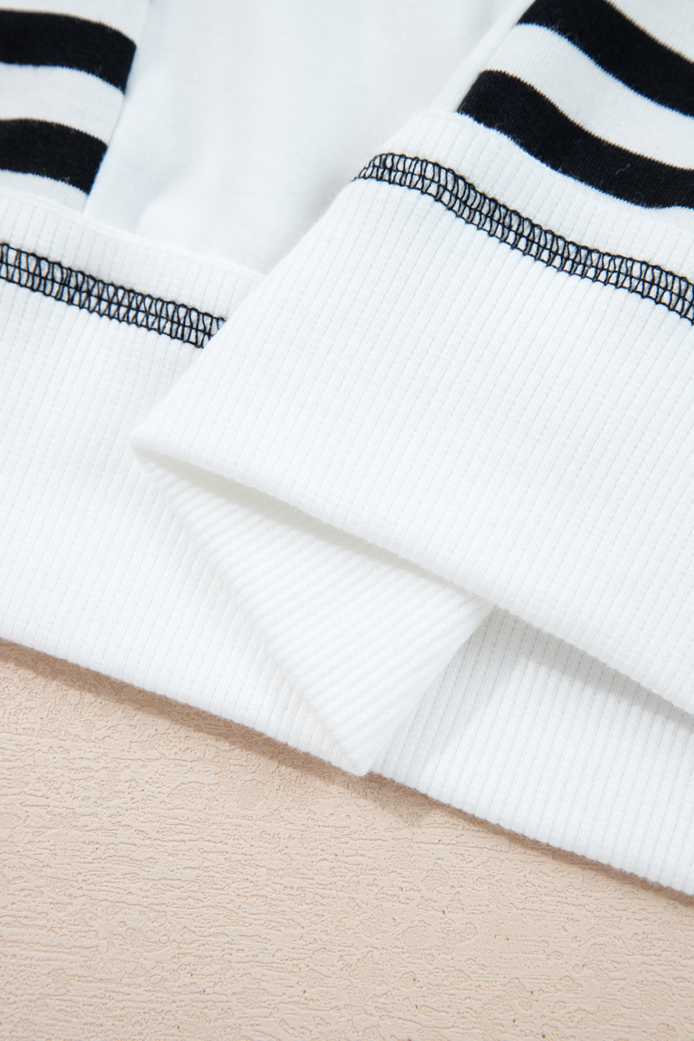 White Stripe Colorblock Patchwork Contrast Stitching Oversize Sweatshirt - Image 7