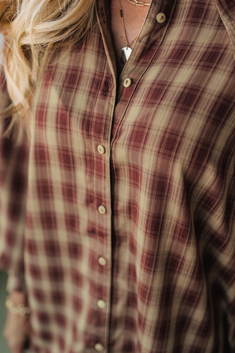 Red Plaid Print Ruffled Long Sleeve Patchwork Hem Mini Shirt Dress - Image 8