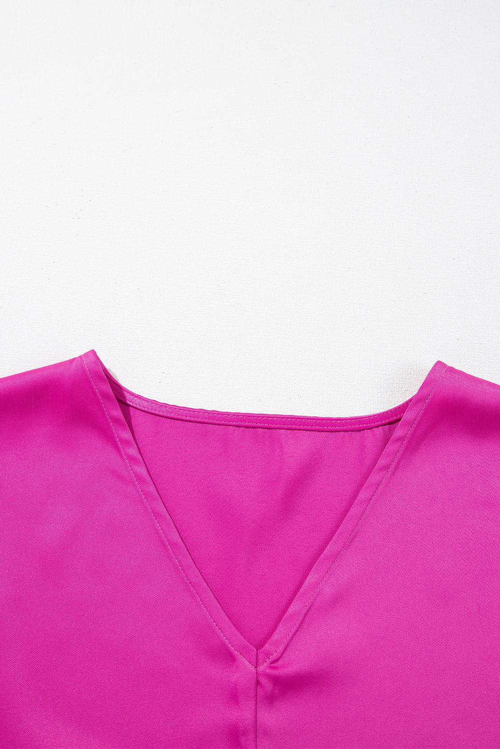 Bright Pink Silky V Neck Dolman Blouse - Image 5