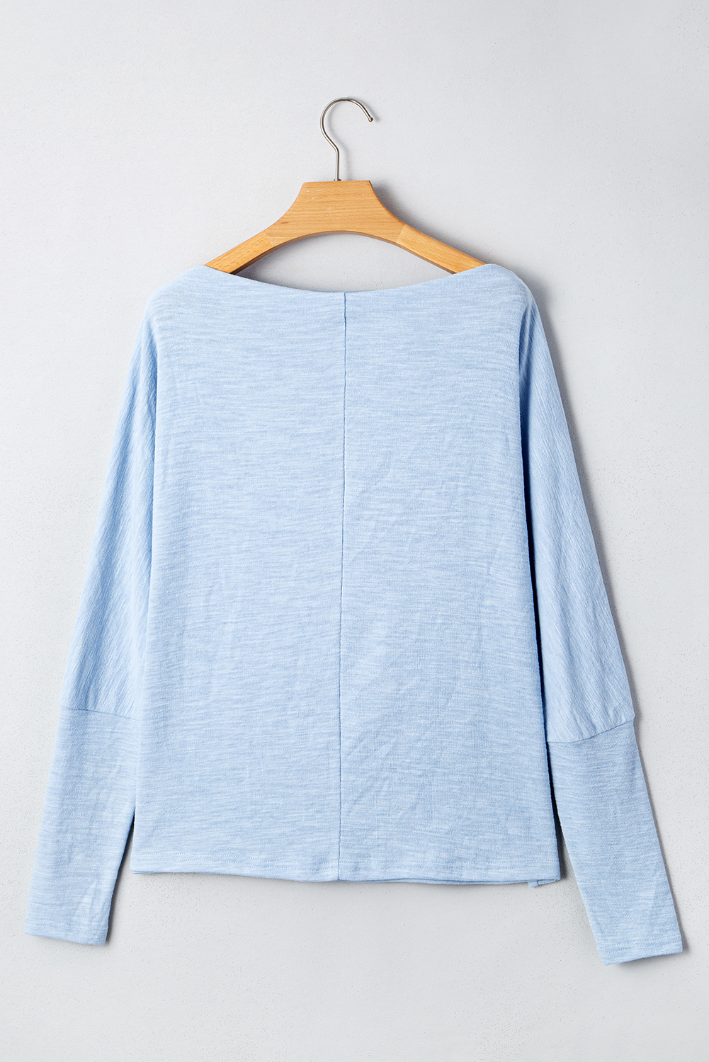 Beau Blue Solid Color Batwing Long Sleeve Top - Image 8