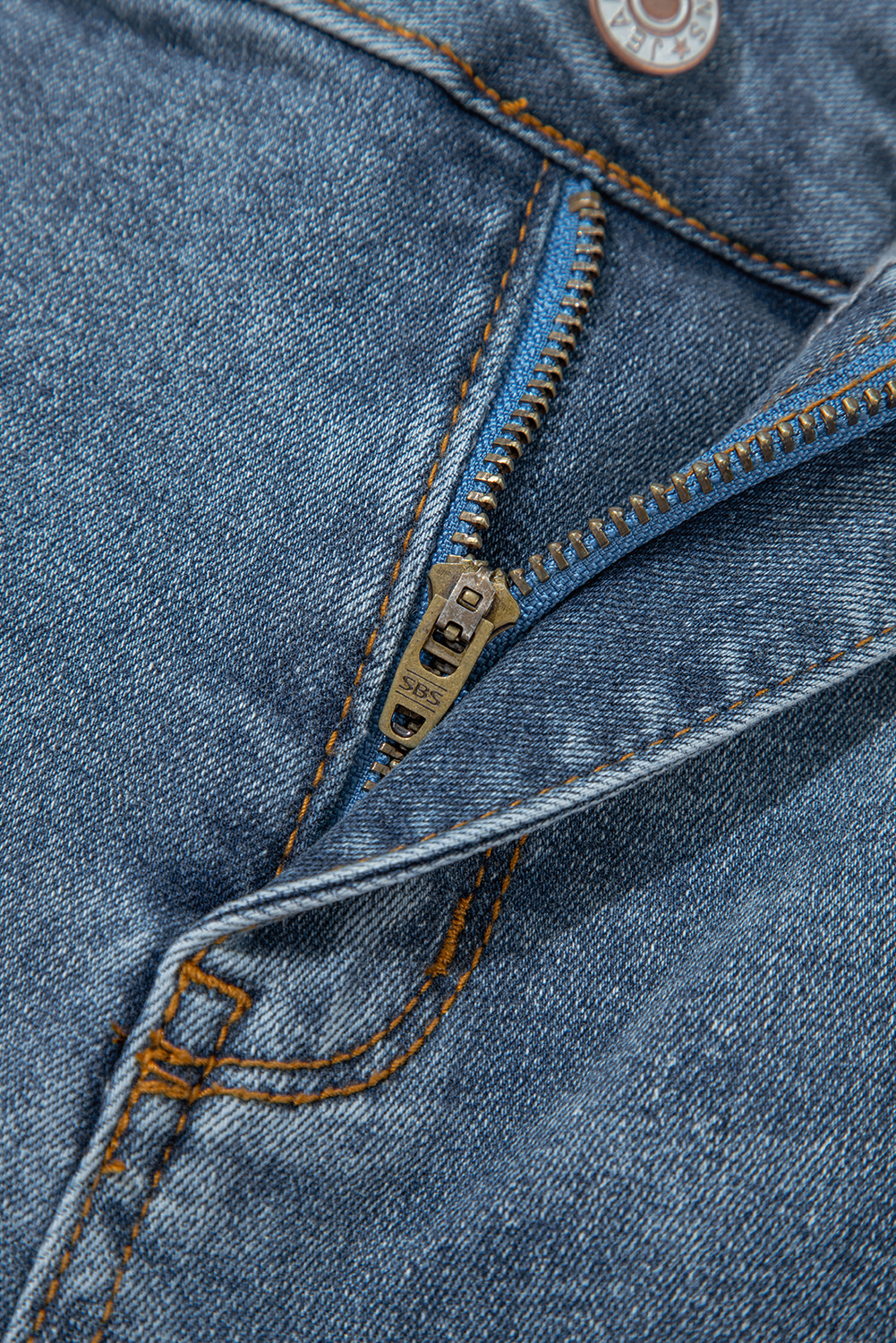 Dusk Blue 2 Button High Waist Piping Trim Bootcut Jeans - Image 8