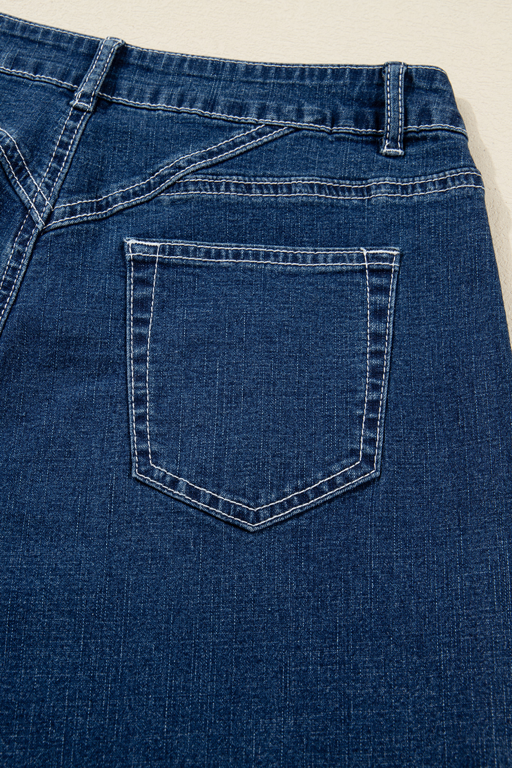Sail Blue Stitched Waist Detail Loose Cuffed Jeans - Image 5