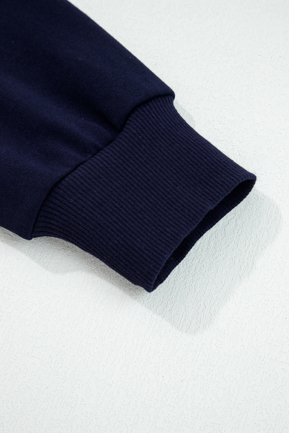 Navy Blue CLASSY UNTIL KICKOFF Plush Letter Patched Loose Sweatshirt - Image 6