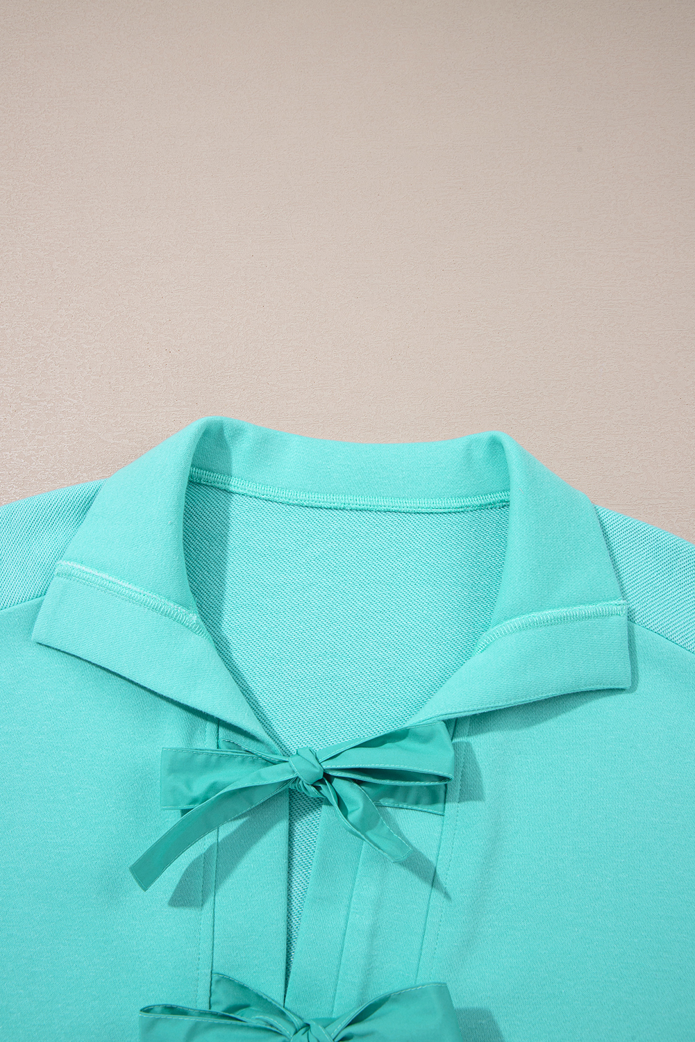 Moonlight Jade Bow Front Bracelet Sleeve Collared Side Pocket Shift Mini Dress - Image 6