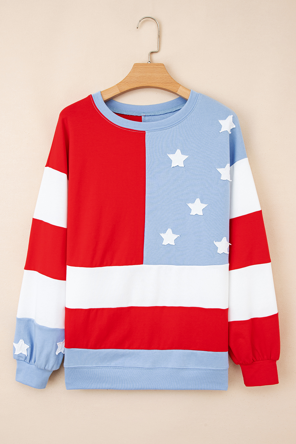 Multicolour American Flag Vintage Oversized Pullover Sweatshirt - Image 4