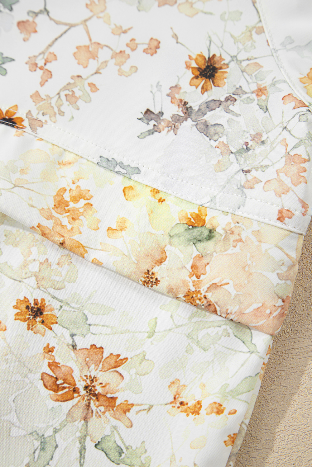 Yellow Floral Print Half Zip Hooded Long Sleeve Top - Image 6