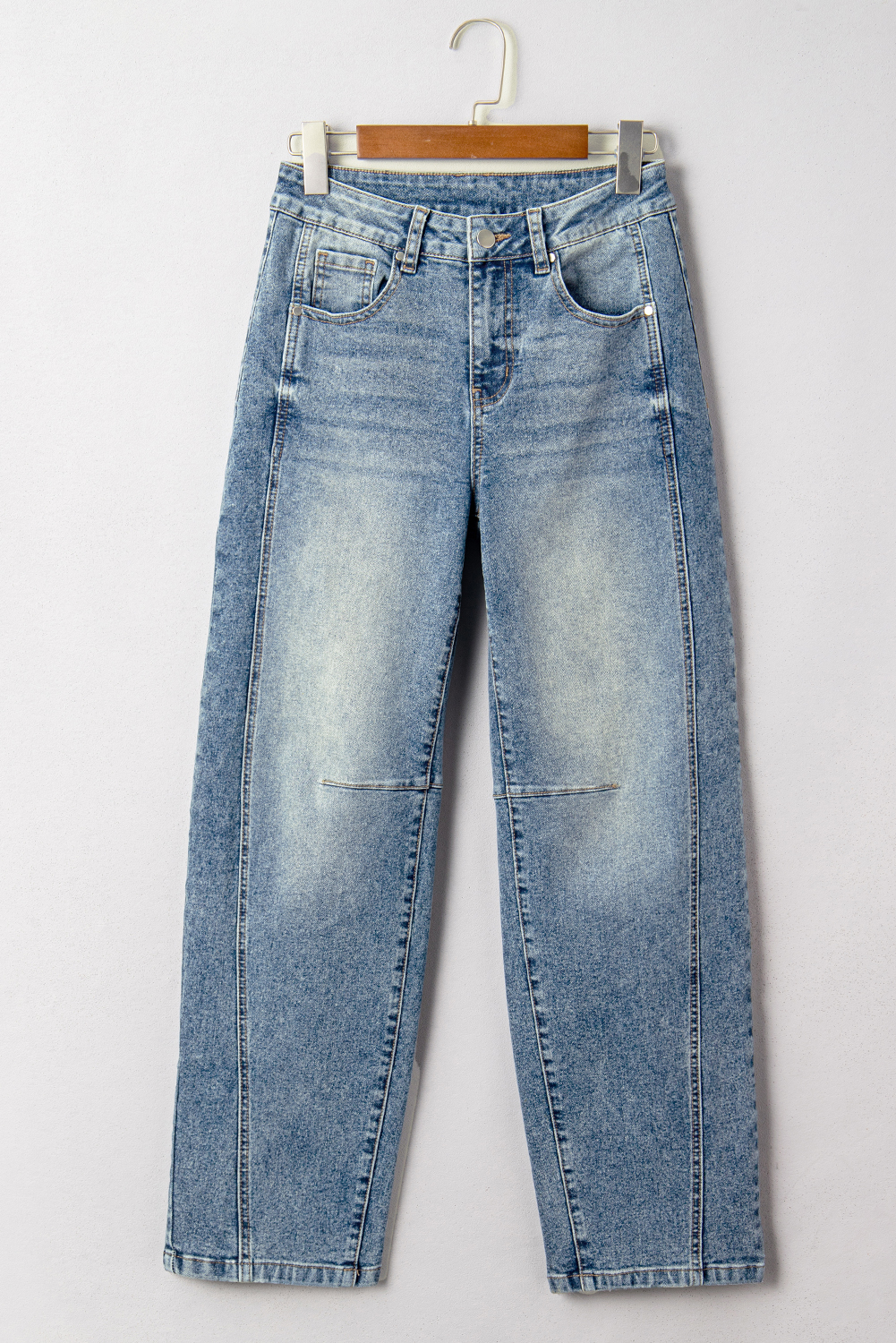 Dusk Blue Vintage Washed Seam Detail Shift Jeans - Image 4