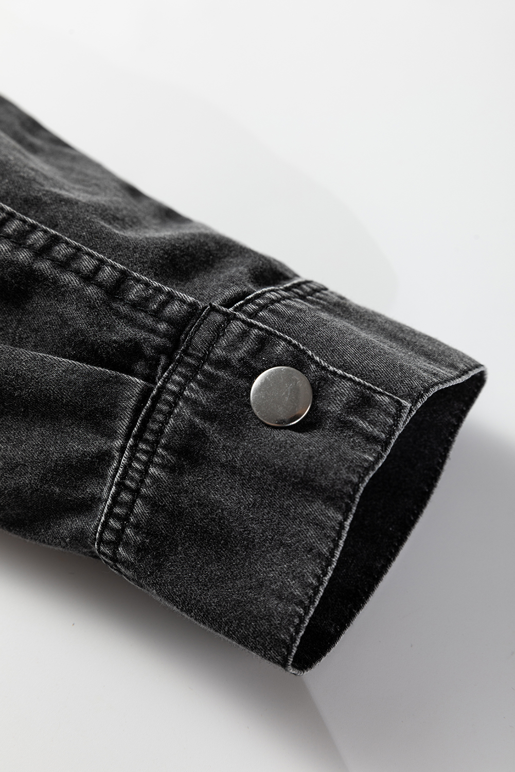 Medium Grey Beau Chest Pocket Raw Hem Denim Loose Shirt Dress - Image 11