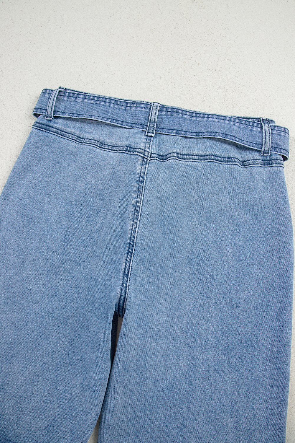 Beau Blue Western Washed Bow Knot Sash Wide Leg Jeans - Image 7