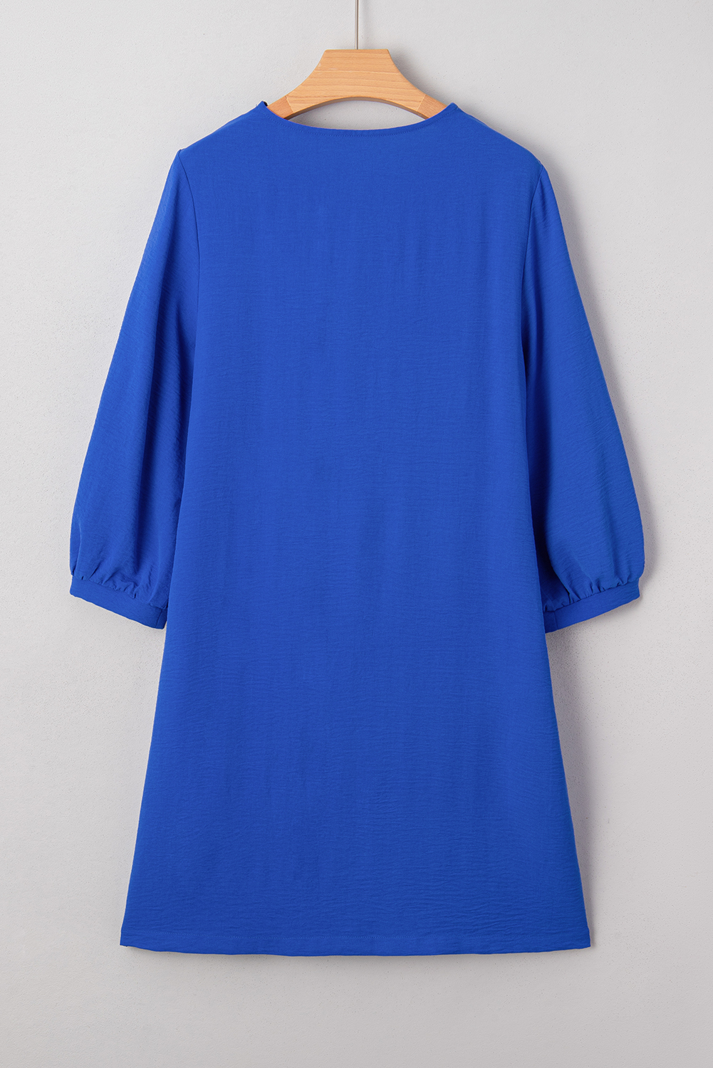 Sky Blue Frilled V Neck Bracelet Sleeve Shift Mini Dress - Image 4