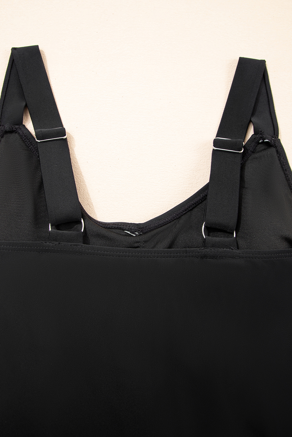 Black Adjustable Straps Cutout Ruched Knot Slit One Piece Swim Dress - Image 6