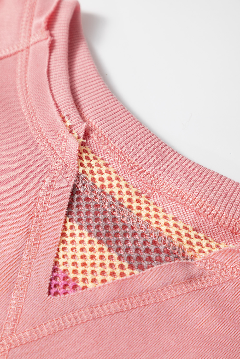 Blossom Striped Mesh Sleeve Patchwork Exposed Seam Casual Pullover Top - Image 7