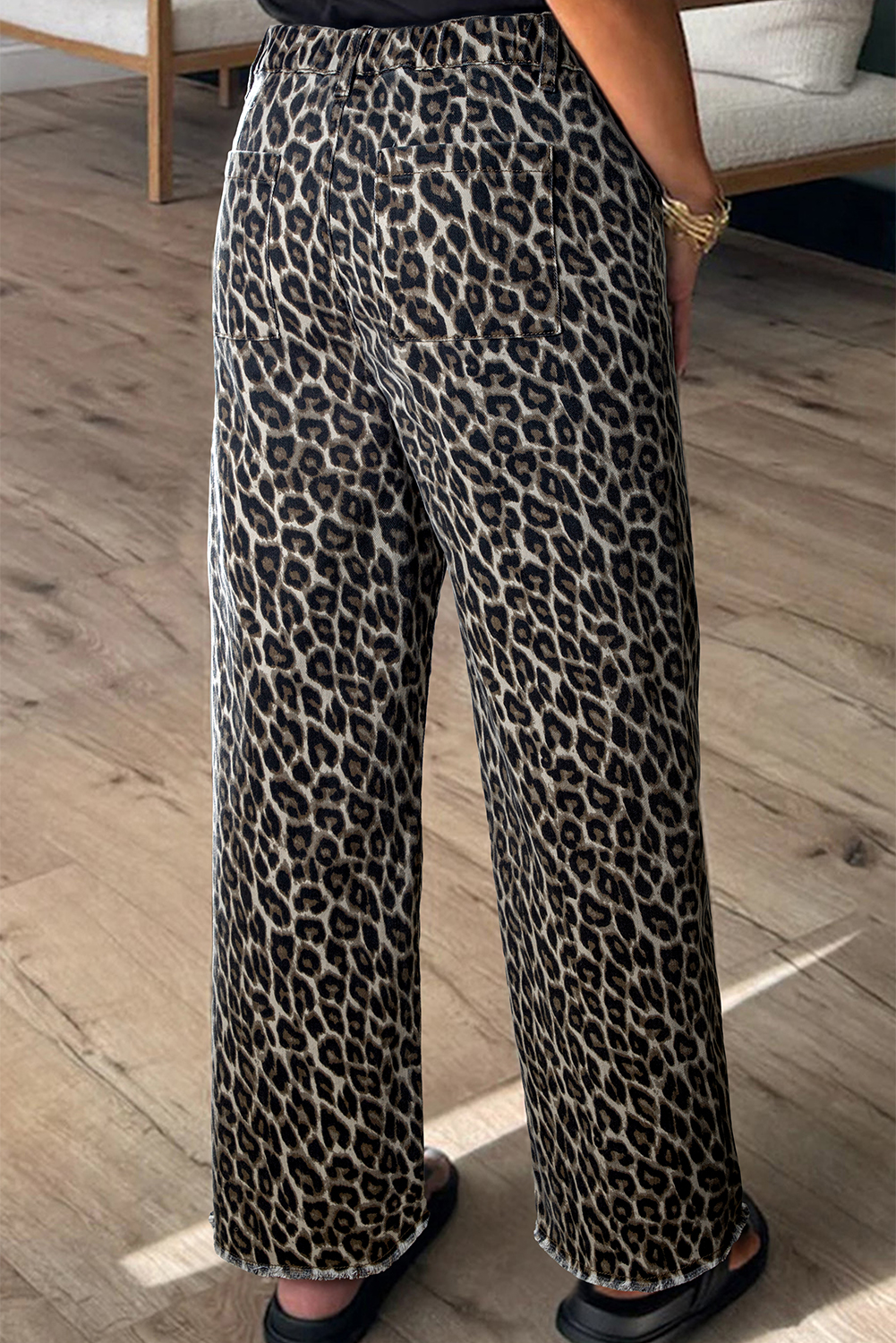 Yellow Leopard Straight Loose Leg Jeans - Image 2