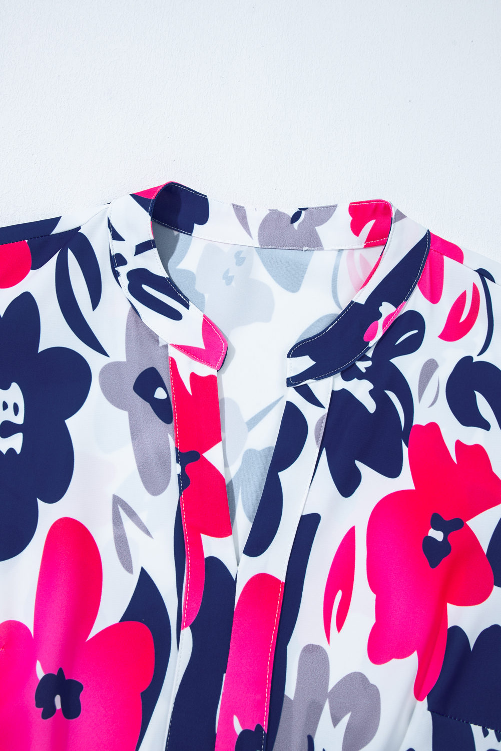 Fashion Floral Print Notched Neck Flutter Sleeve Mini Dress - Image 7