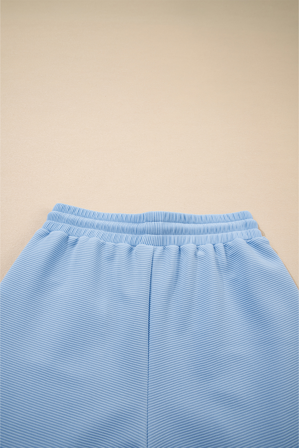 Beau Blue Textured Ruffled Sleeve Zipped Top and Wide Leg Pants Set - Image 8