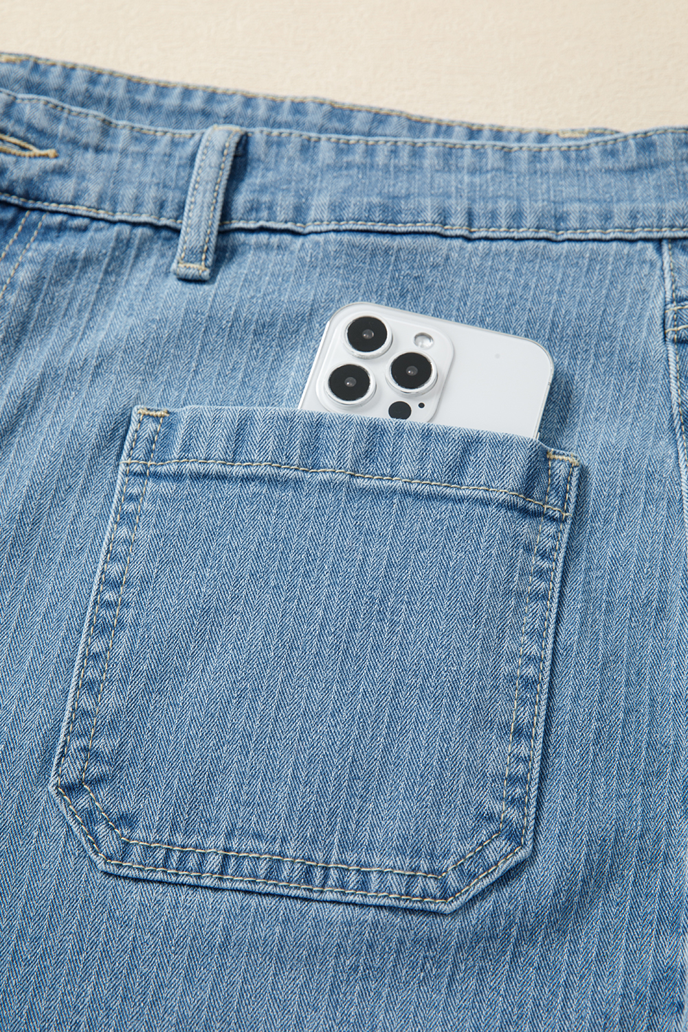 Dusk Blue Patched Pocket Textured Wide Leg Plus Size Jeans - Image 8