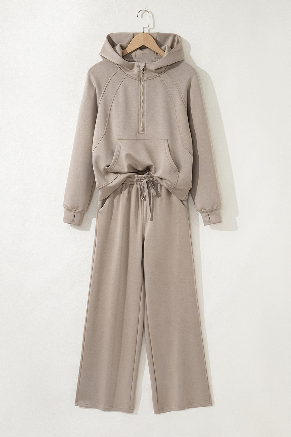 Jet Stream Half Zip Thumbhole Sleeve Hoodie Active Pants 2pcs Outfit - Image 5