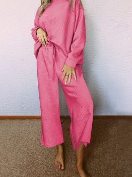 Strawberry Pink Ultra Loose Textured 2pcs Slouchy Outfit