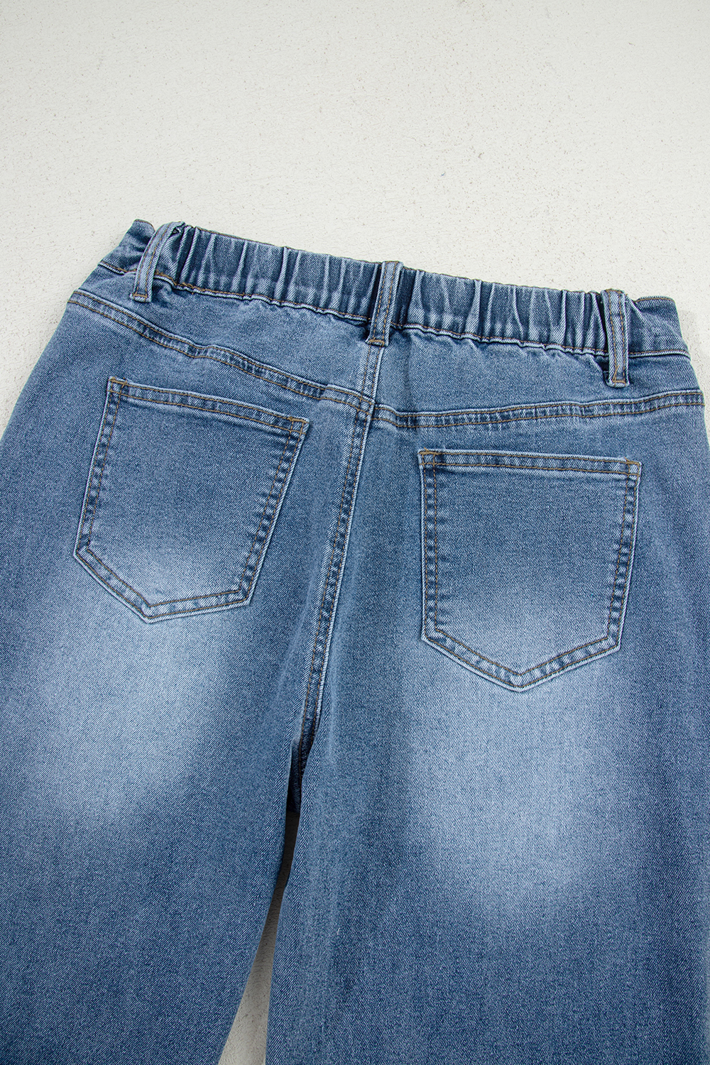 Stone Blue Star Patchwork Cropped Wide Leg High Waist Jeans - Image 8