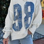 Light Grey Faded Varsity Print Loose Pullover Top