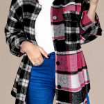 Black Plaid Colorblock Loose Shacket