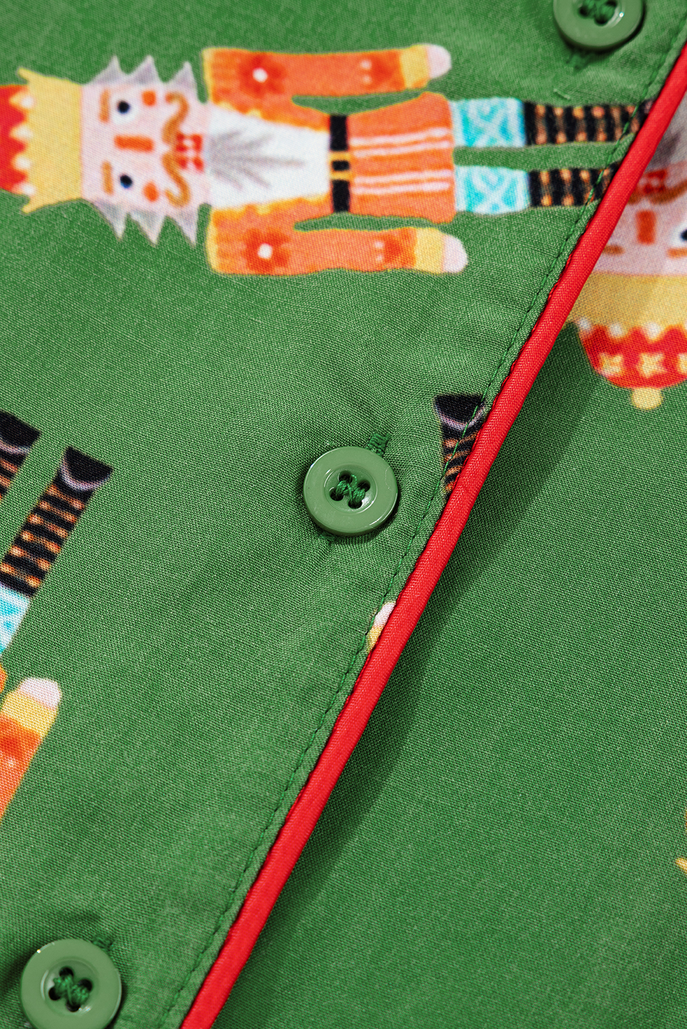 Green Christmas Candy Contrast Trim Bow Knot Silky 2pcs Pajama Set - Image 7