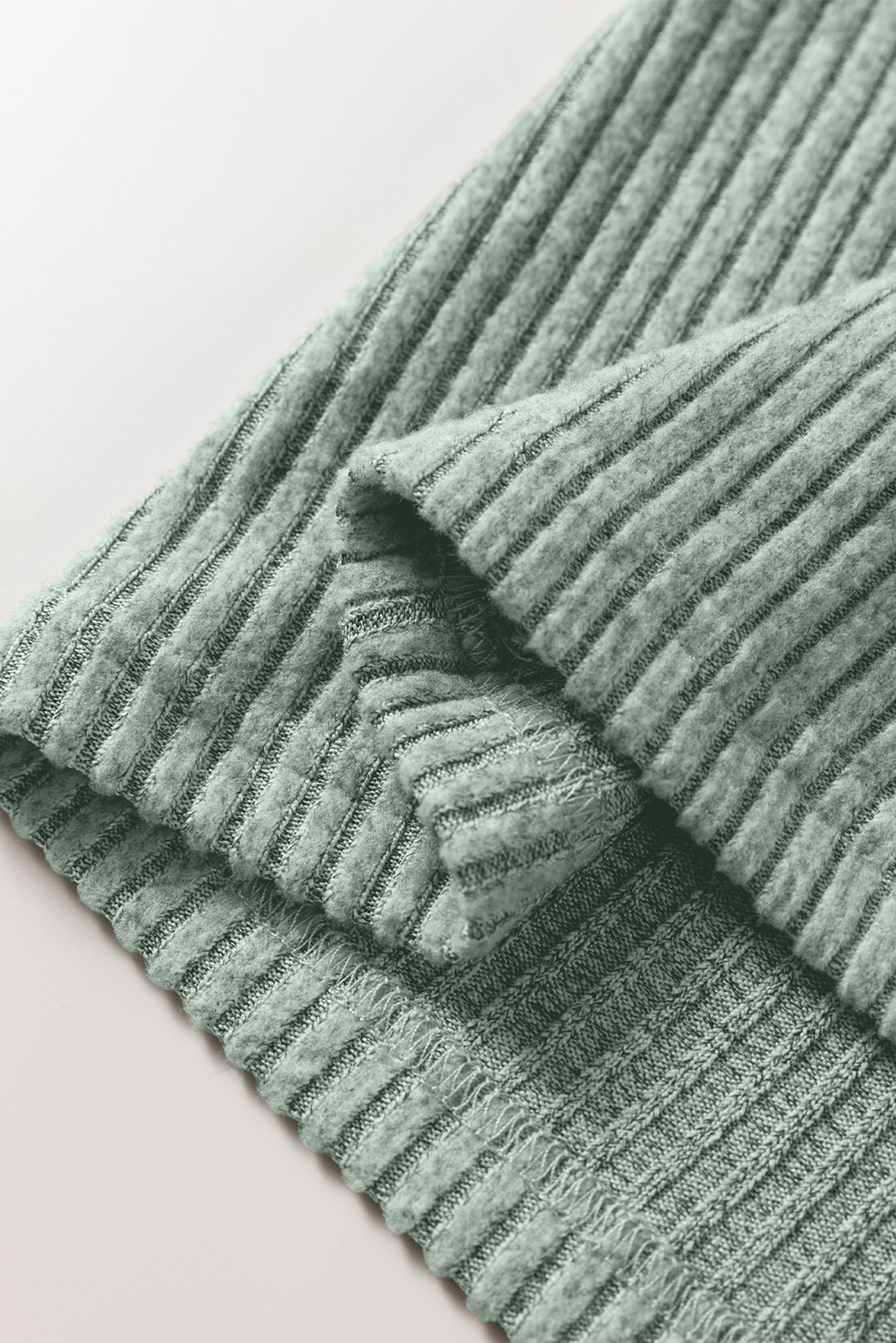 Clearly Aqua Ribbed Texture Drop Shoulder Henley Knit Top - Image 9