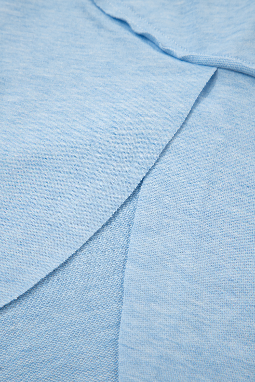 Myosotis Notched Neck Terry Raw Hem Long Sleeve Top - Image 6