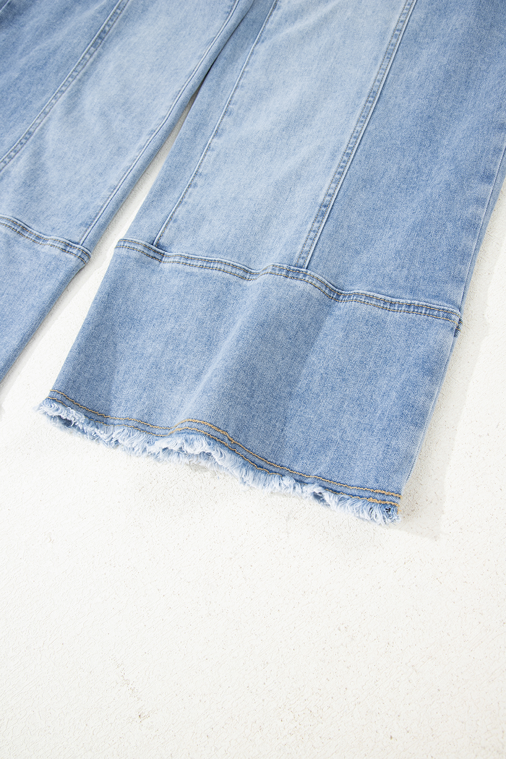 Beau Blue Drawstring Seam Detail Raw Hem Wide Leg Denim Pants - Image 8