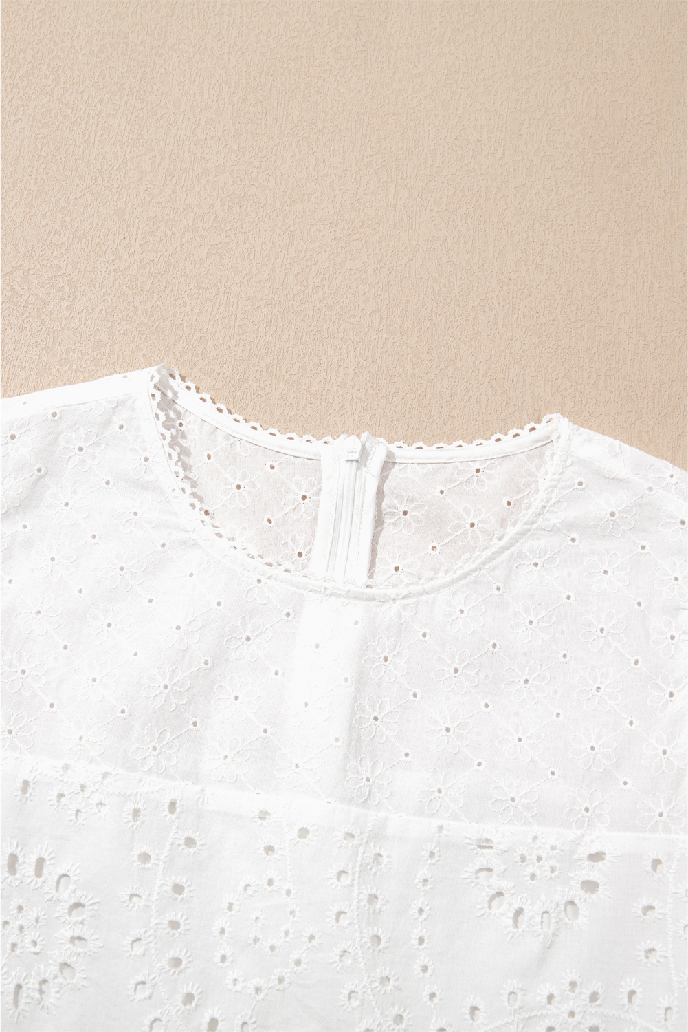 White Floral Eyelet Embroidered Sleeveless Shift Dress - Image 6