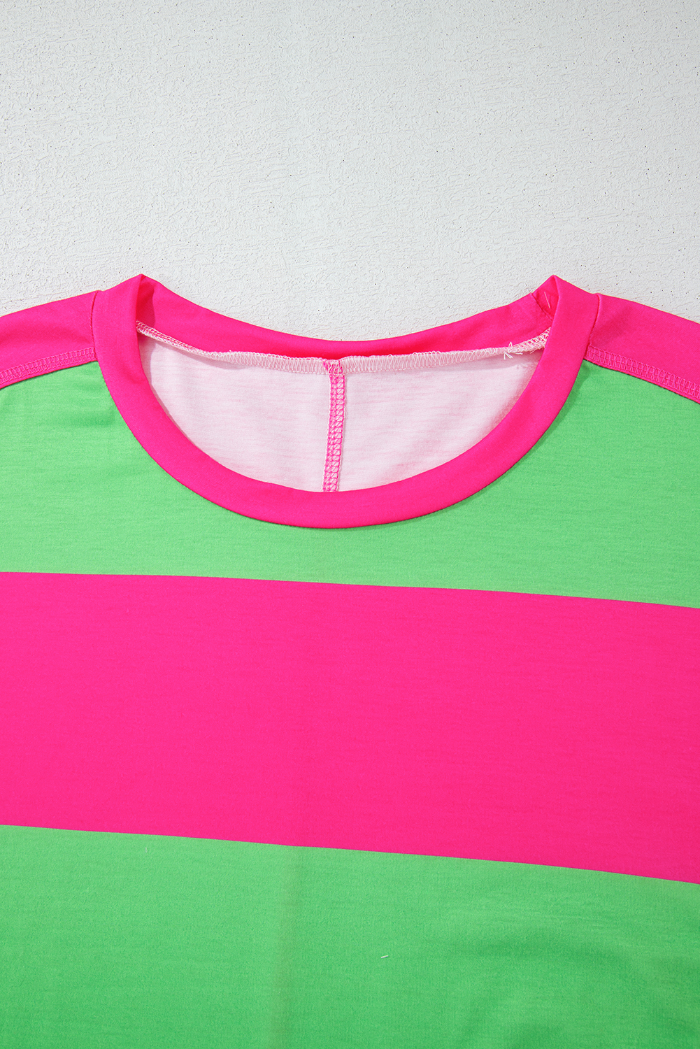 Light Green Colorblock Striped Drop Shoulder Loose Top - Image 6