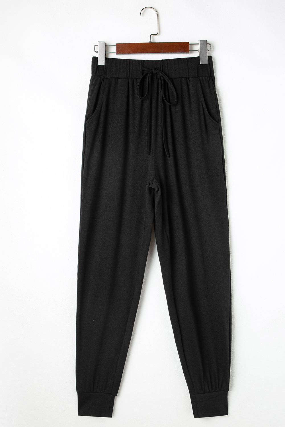 Black Split Long Cardigan and Skinny Pants Lounge Set - Image 5