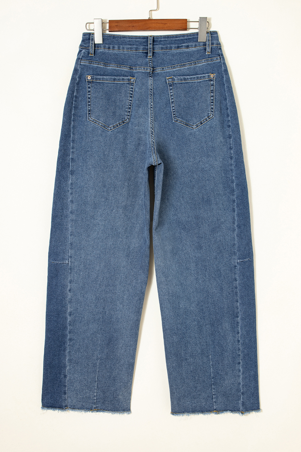 Ashleigh Blue Stitched Raw Hem Wide Leg Loose Jeans - Image 4