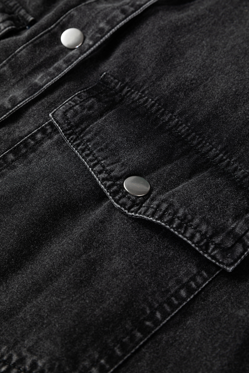 Medium Grey Beau Chest Pocket Raw Hem Denim Loose Shirt Dress - Image 10