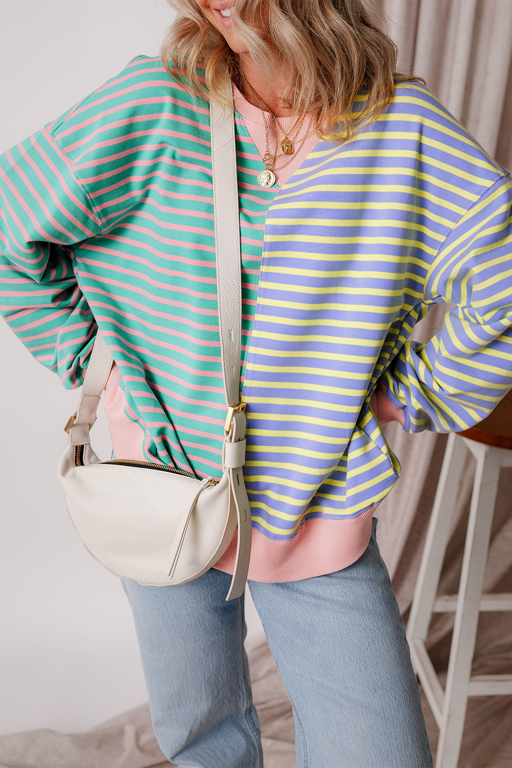 Colorblock Drop Shoulder Oversize Sweatshirt - Image 5