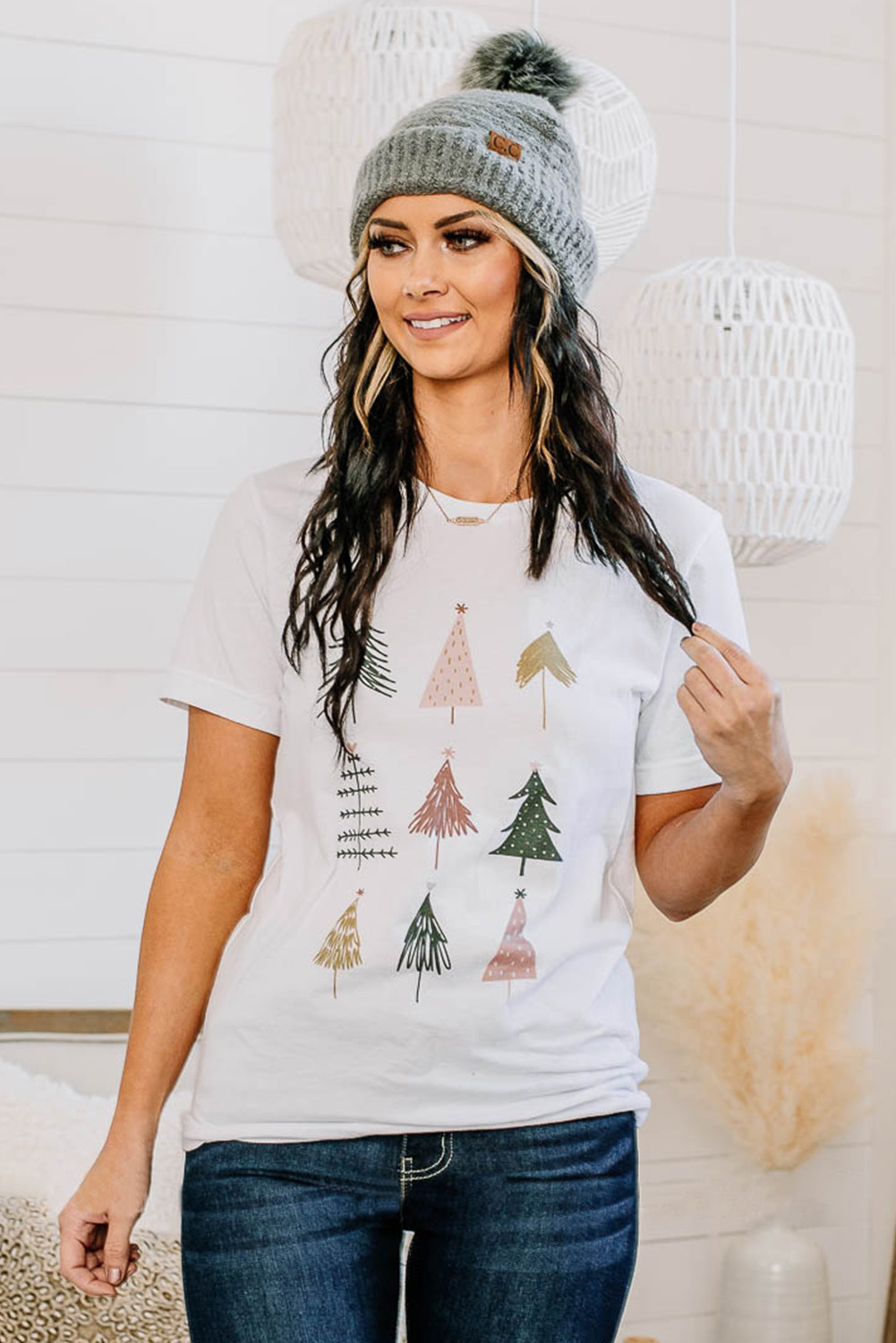 White Christmas Tree Graphic Tee - Image 2