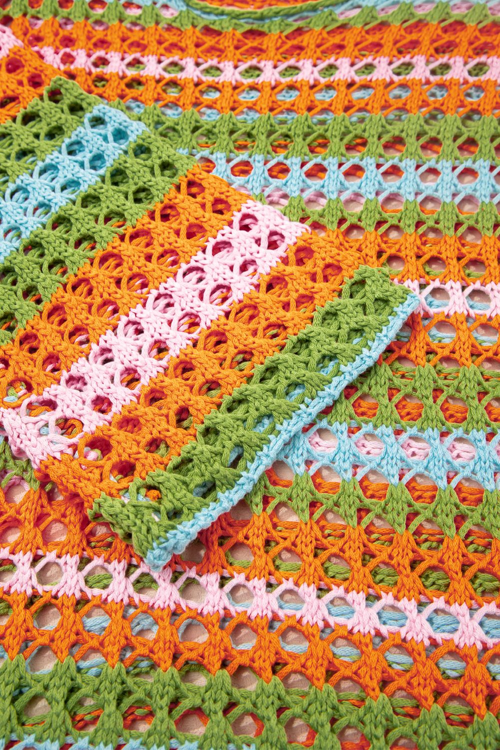 Carrot Multi Stripe Open Knit Sweater Beach Cover Up - Image 8