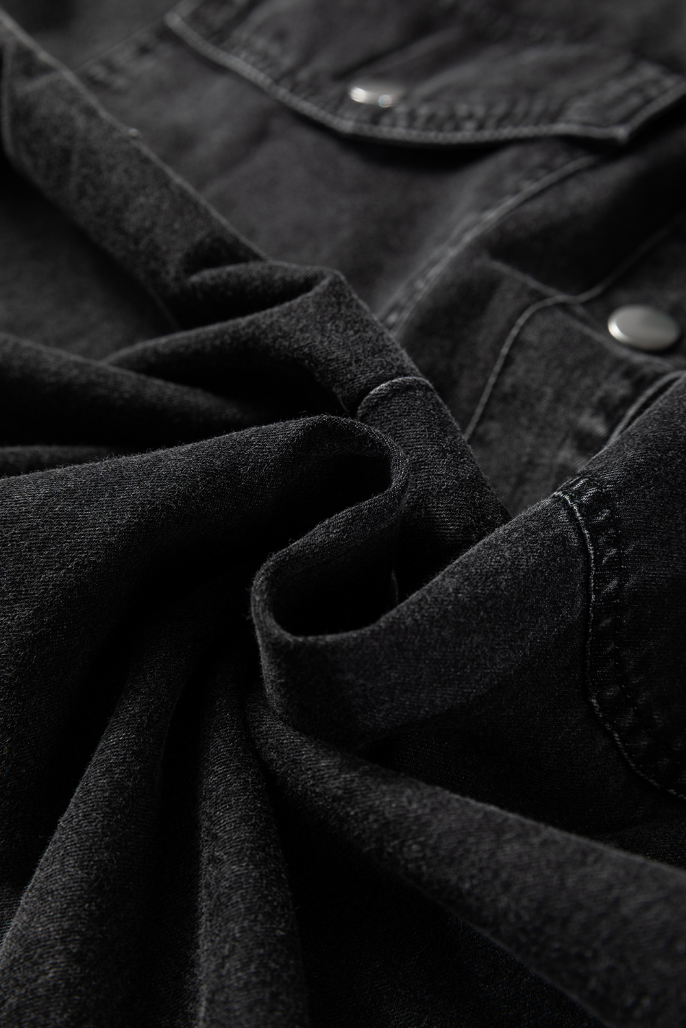 Medium Grey Beau Chest Pocket Raw Hem Denim Loose Shirt Dress - Image 9