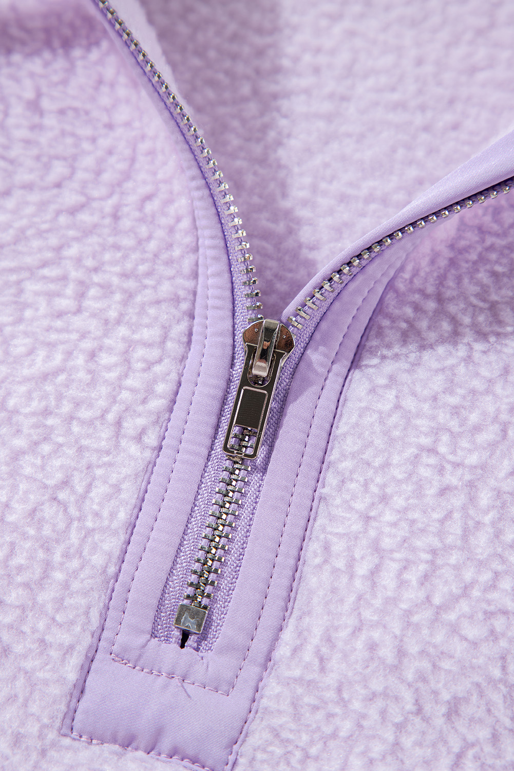 Lavendula Zipped Patch Pocket Fuzzy Drawstring Hoodie - Image 7