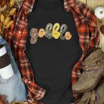 Black gobble Sequin Letter Graphic Thanksgiving T Shirt