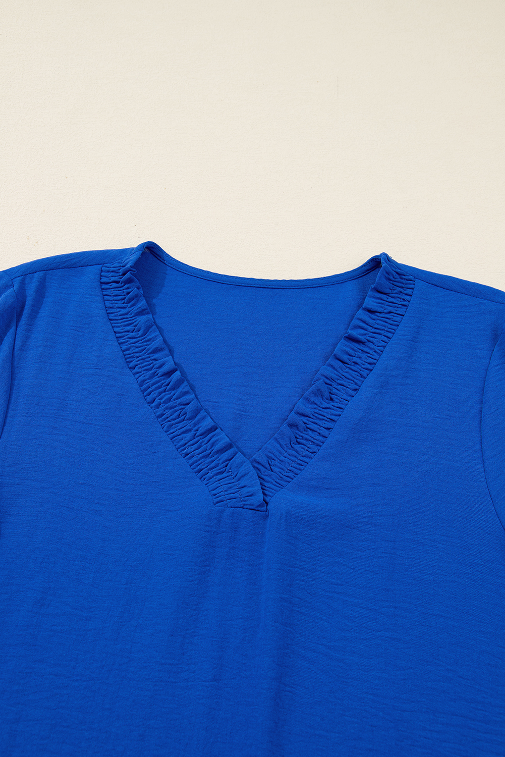 Sky Blue Frilled V Neck Bracelet Sleeve Shift Mini Dress - Image 5