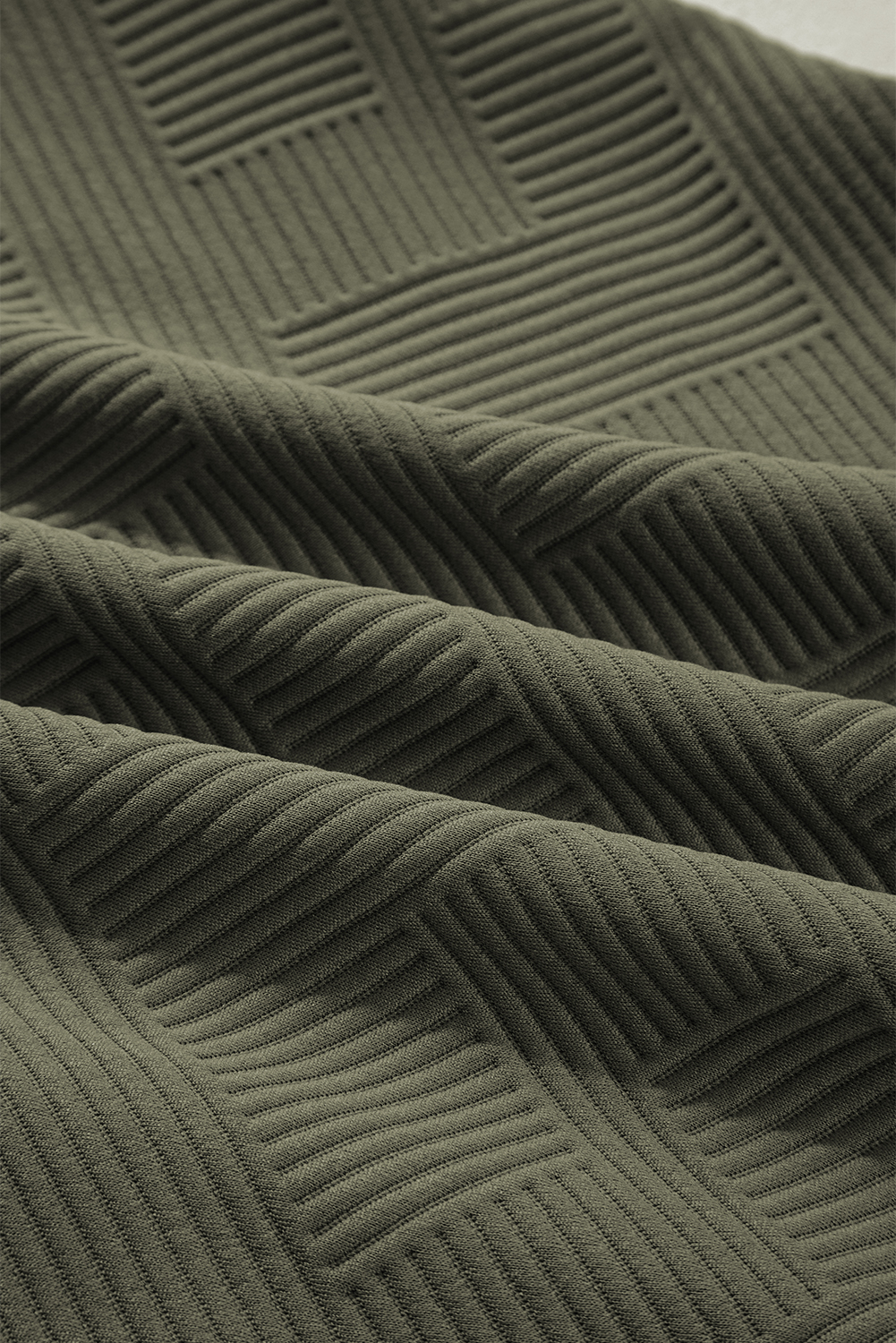 Jungle Green Quarter Zip Collar Bracelet Sleeve Textured Mini Dress - Image 8