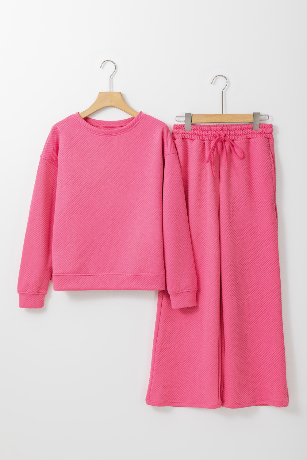 Strawberry Pink Ultra Loose Textured 2pcs Slouchy Outfit - Image 2
