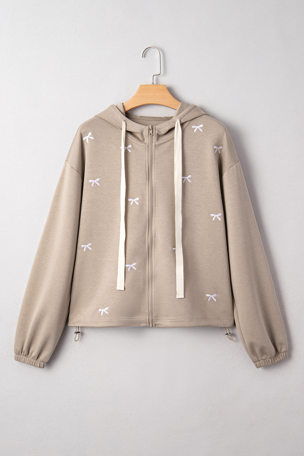 Goat Contrast Bow Embroidered Zip Up Jacket Hoodie - Image 4