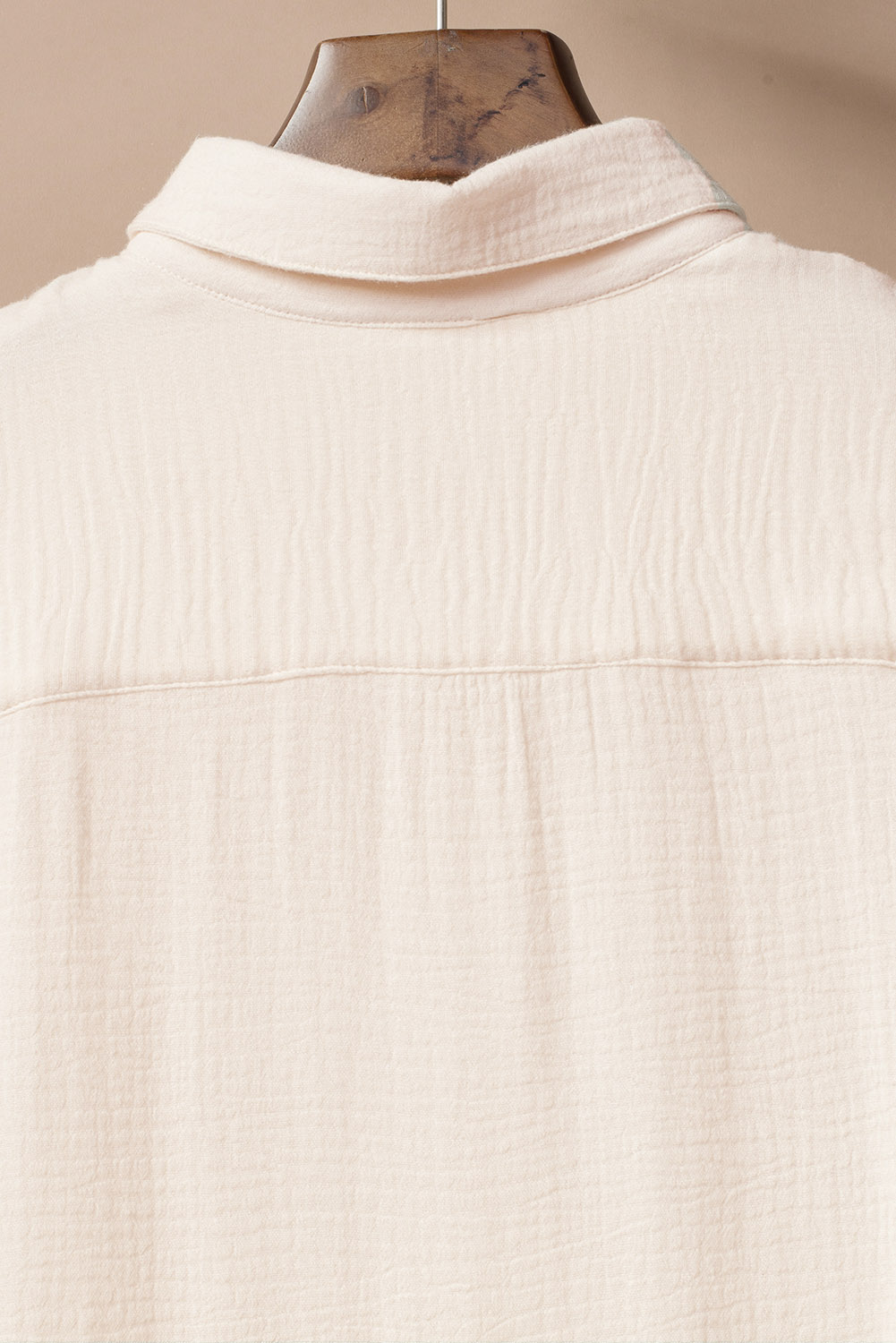 Apricot Crinkled Buttons Maxi Beach Dress with Slits - Image 7