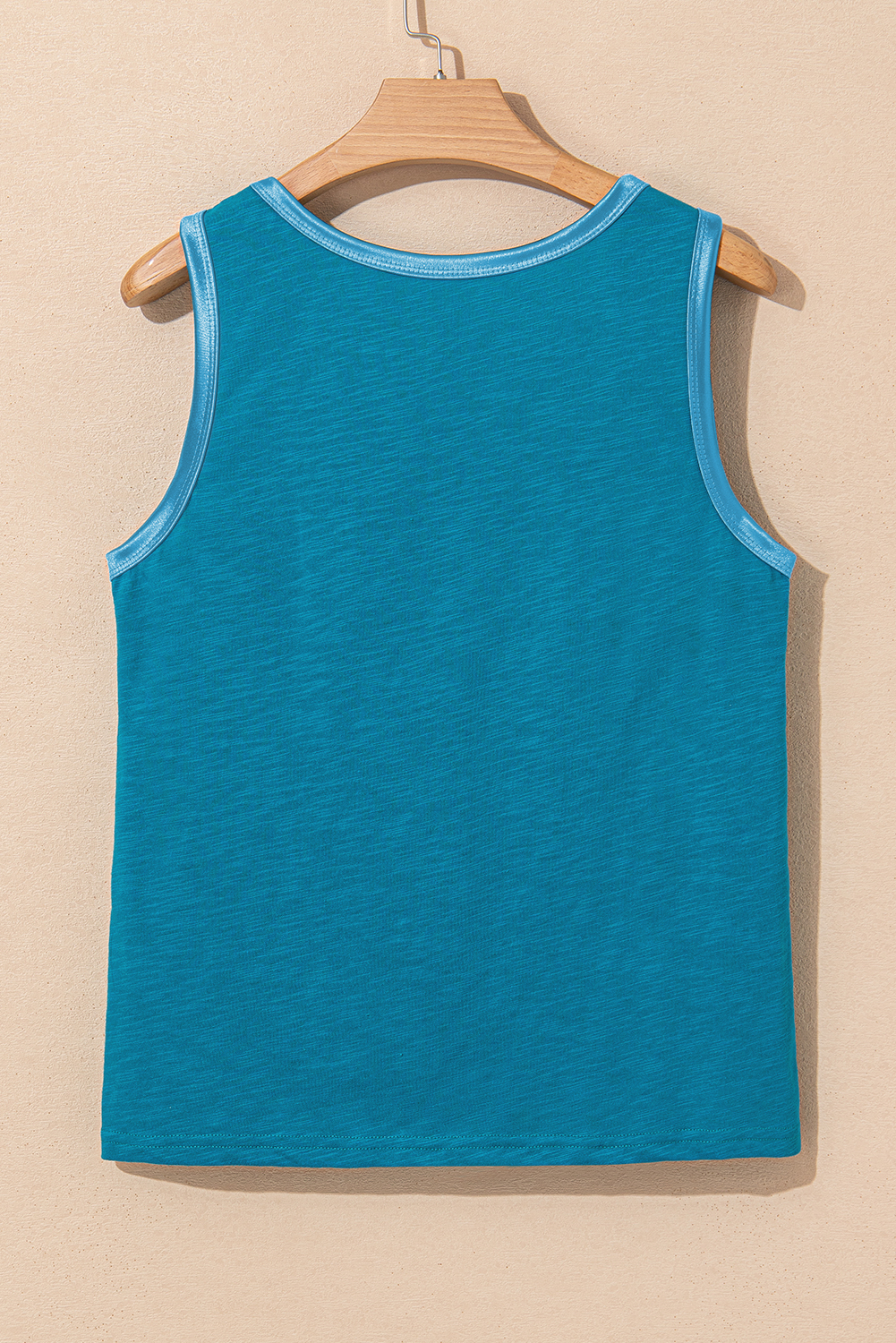 Peacock Blue Metallic Sheen Edge Scoop Neck Tank Top - Image 6