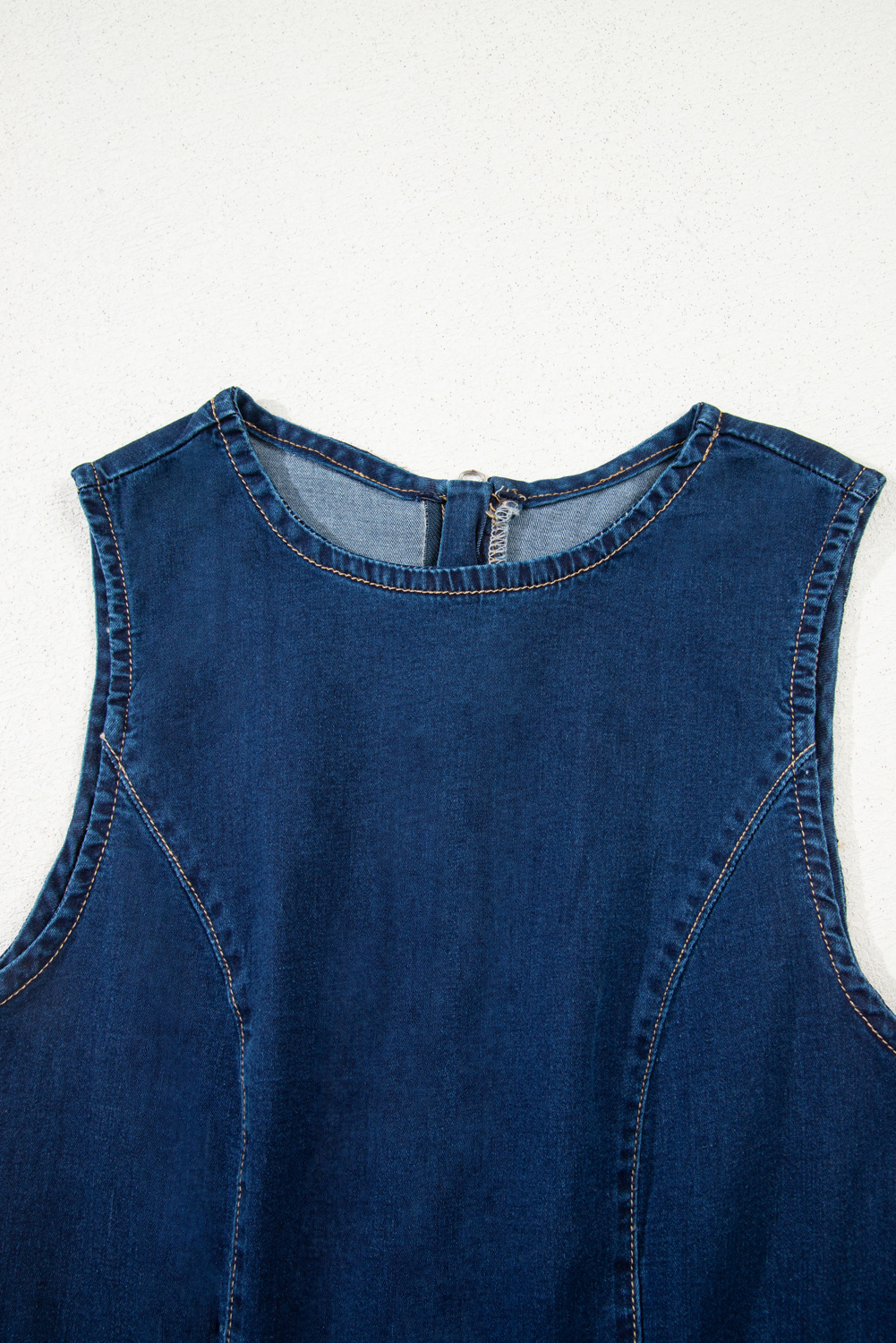 Dirty blue Sleeveless Zipped Bodycon Denim Short Dress - Image 8
